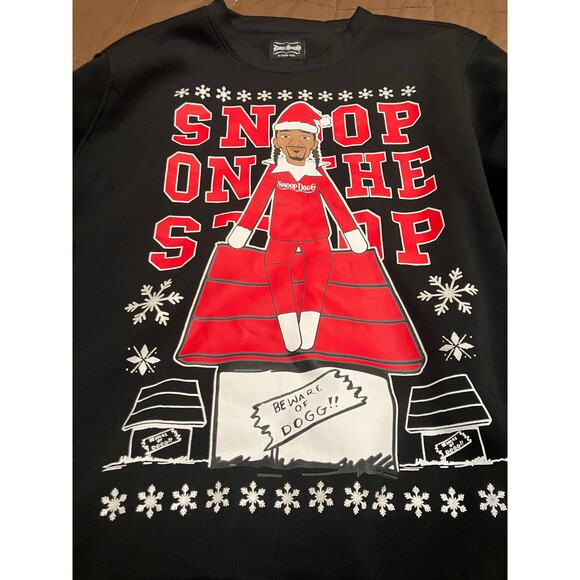 Snoop on the Stoop Men's 3X Ugly Christmas Sweatshirt Black Red Novelty Hip Hop - Picture 1 of 8